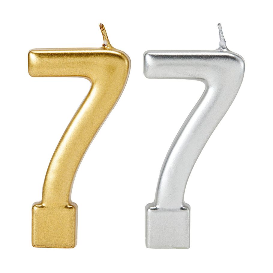 Metallic Candle Number 7 - Assorted