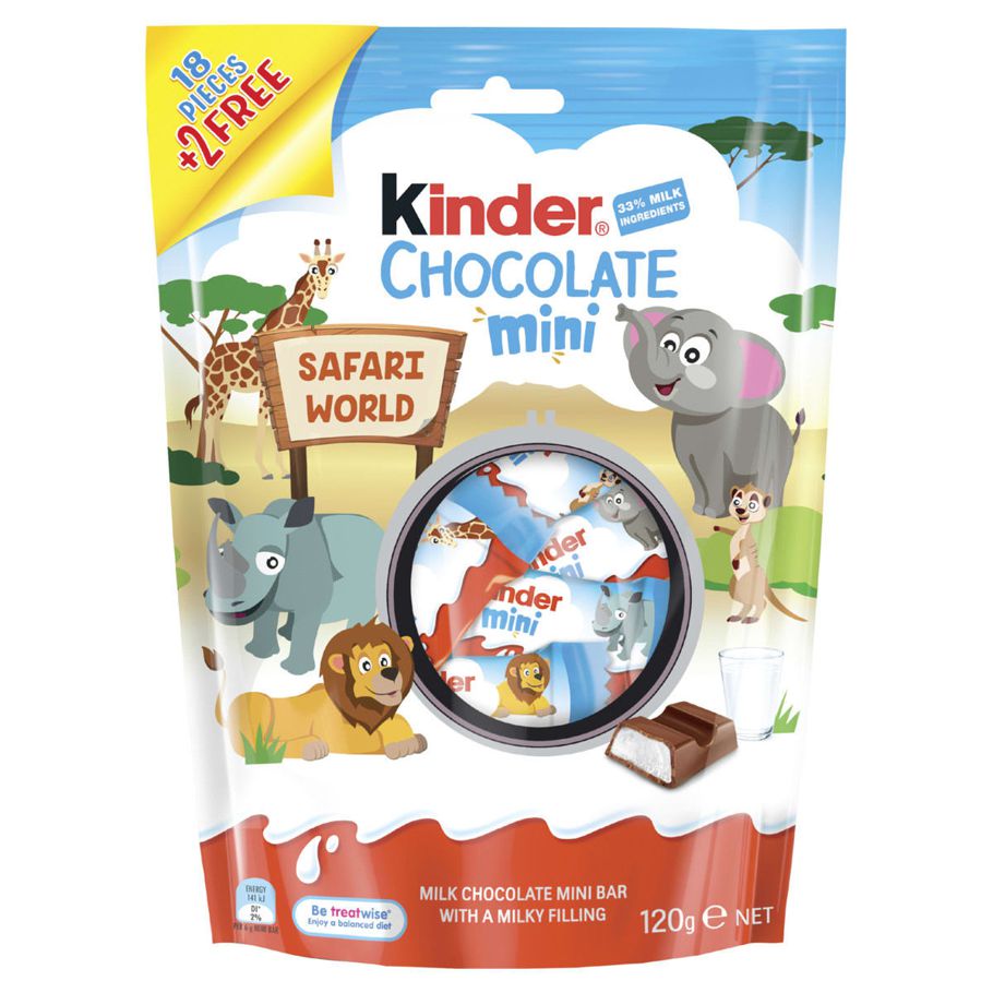 Kinder Chocolate Safari World Milk Chocolate Mini Bar 120g