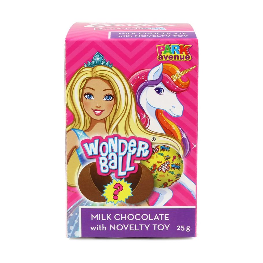 Park Avenue Barbie Wonderball Milk Chocolate With Novelty Toy 25g
