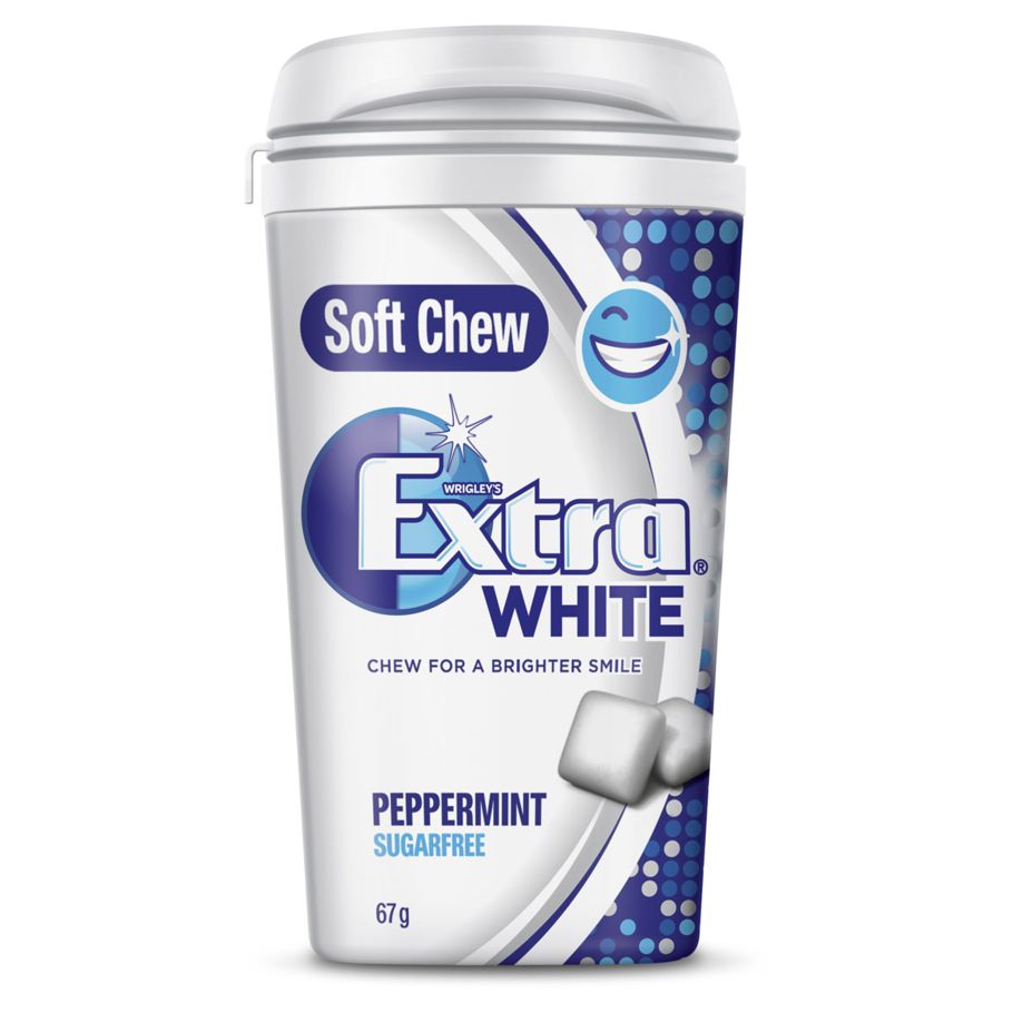 Wrigley's Extra White Peppermint Gum Bottle 67g