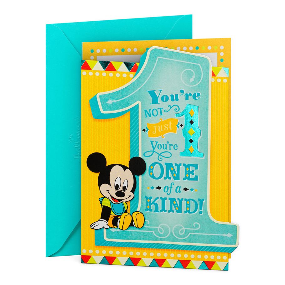 Hallmark Disney Mickey Mouse 1st Birthday Card