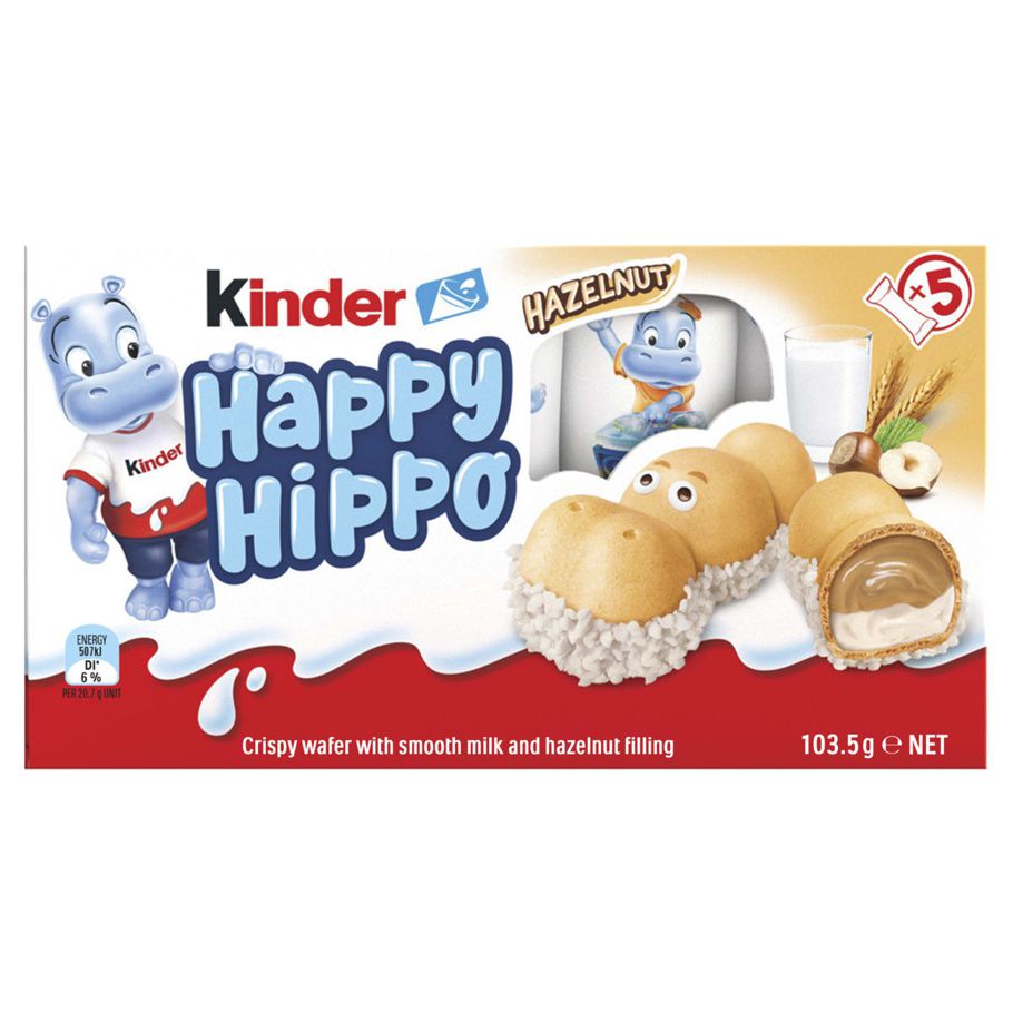 5 Pack Kinder Happy Hippo Hazelnut Biscuit 103.5g