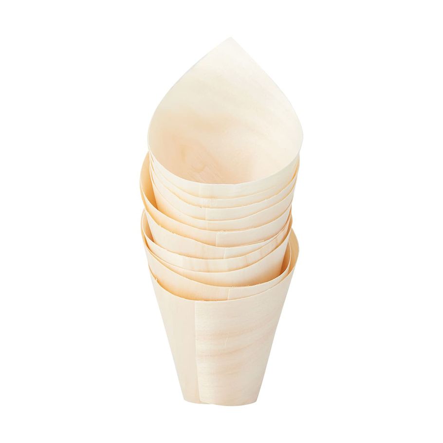 10 Piece Wooden Food Cones