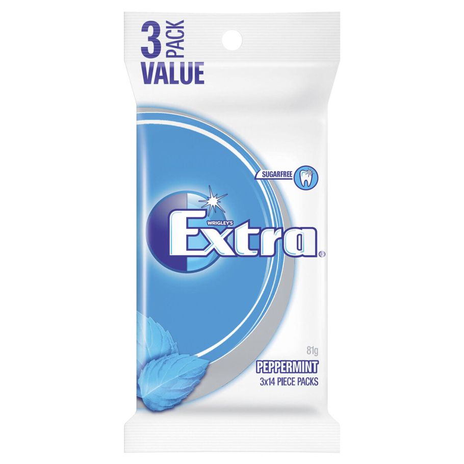 Wrigley's 3 Pack Extra Peppermint Chewing Gum 81g