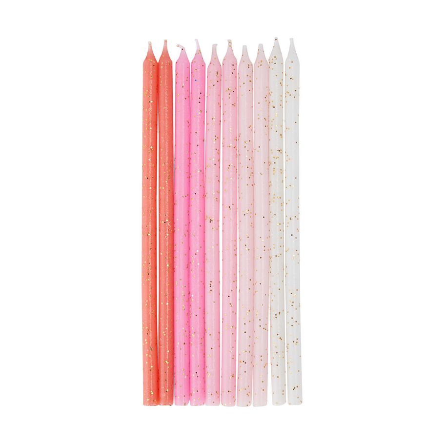 10 Pack Glitter Candles - Pink