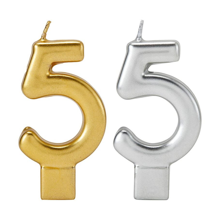 Metallic Candle Number 5 - Assorted