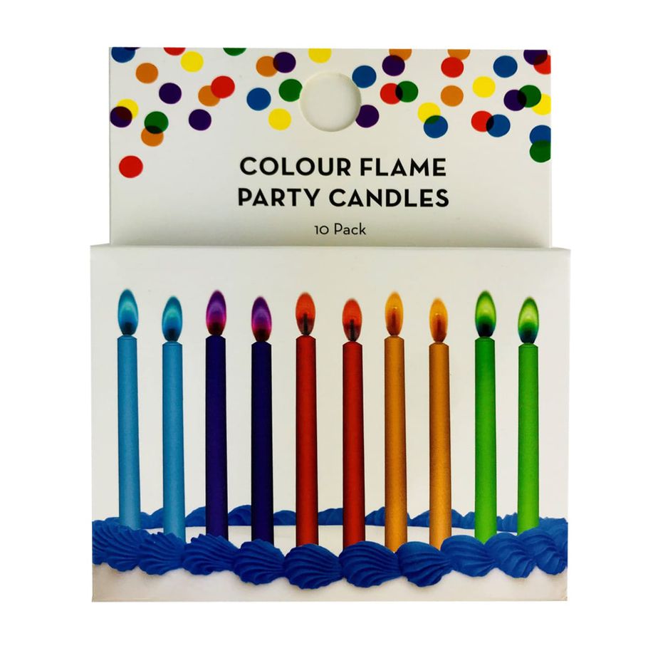 10 Pack Colour Flame Party Candles