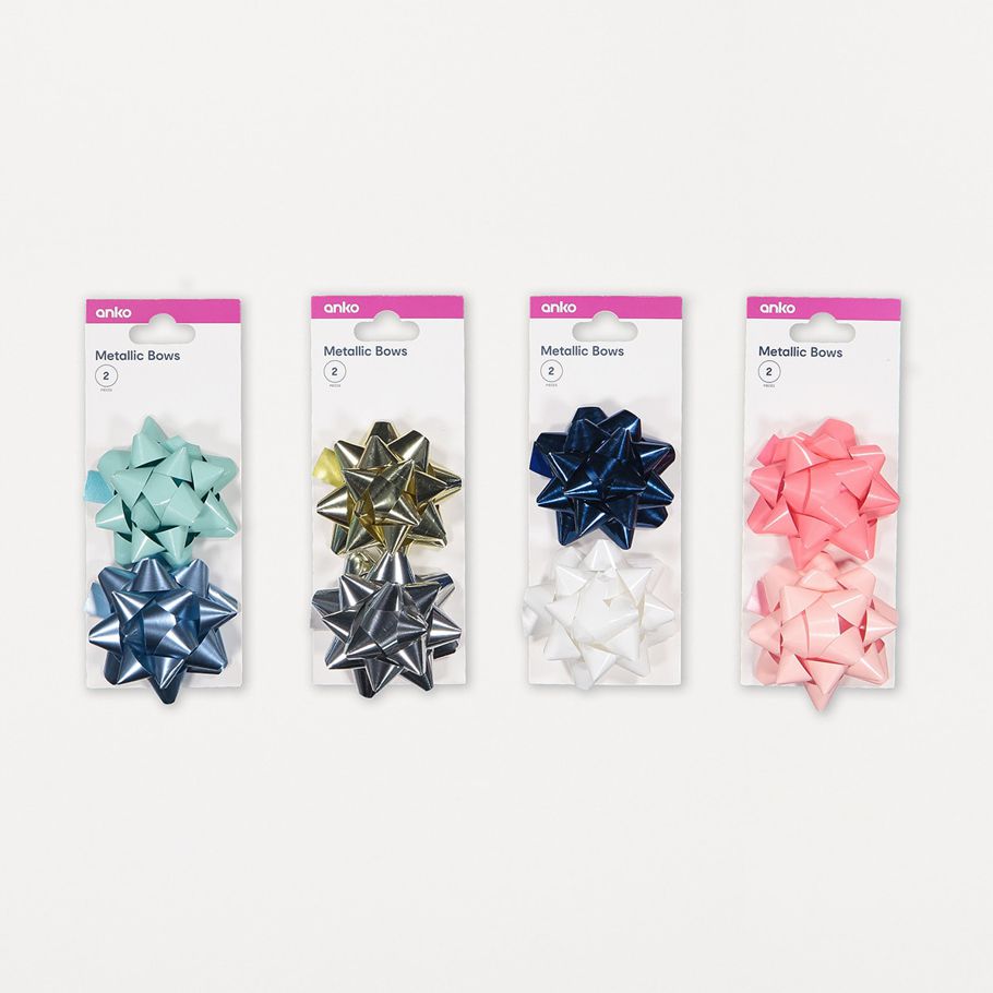 2 Pack Metallic Bows - Assorted