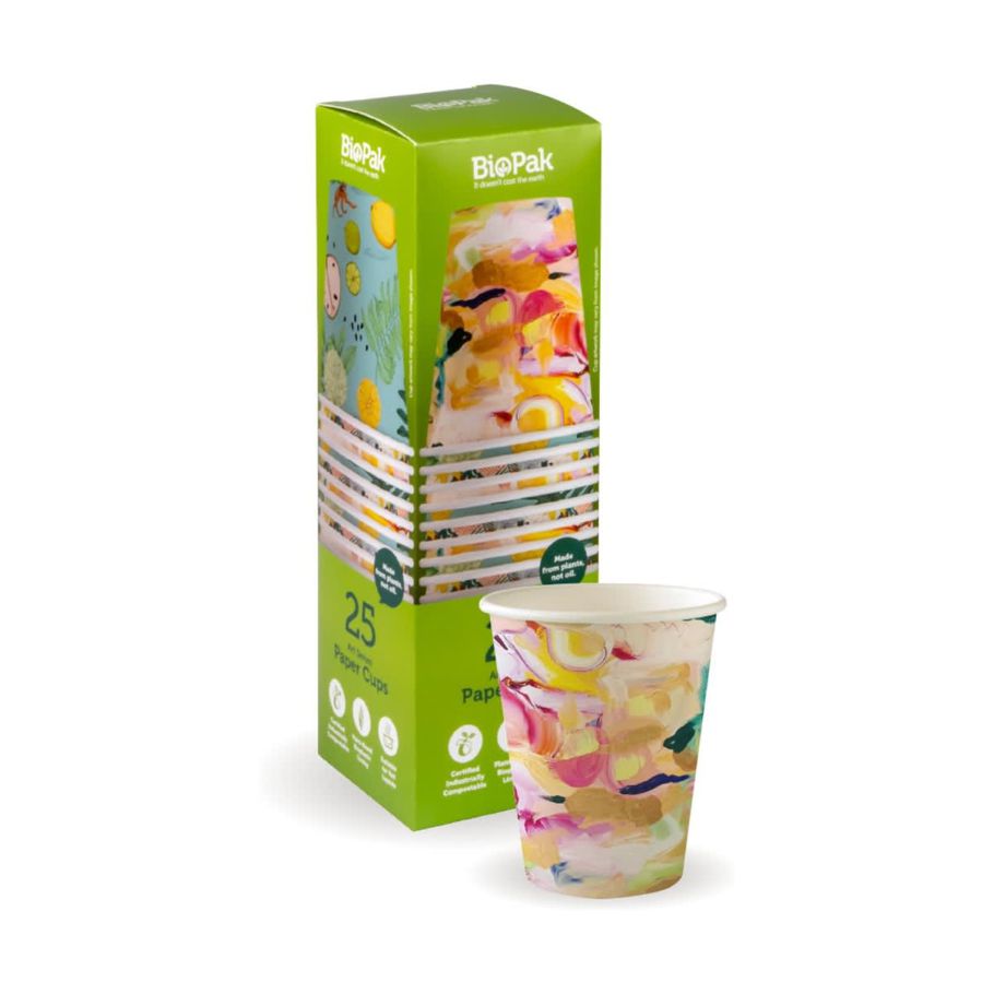 25 Pack BioPak Art Series Paper Cups