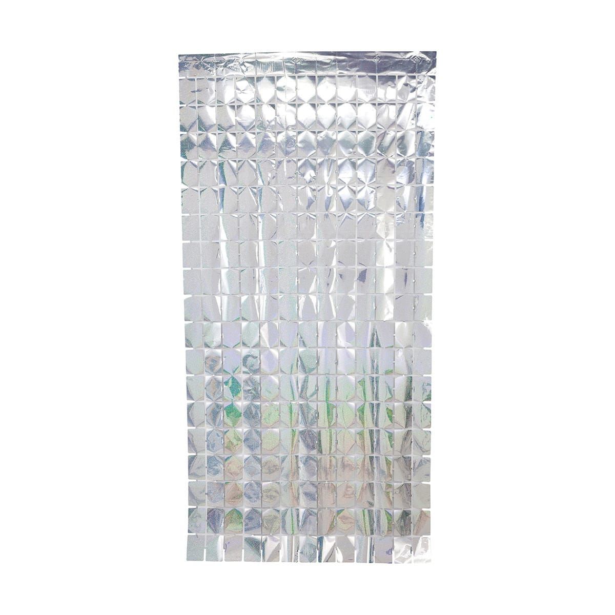 Party Tile Curtain Iridescent Silver Foil
