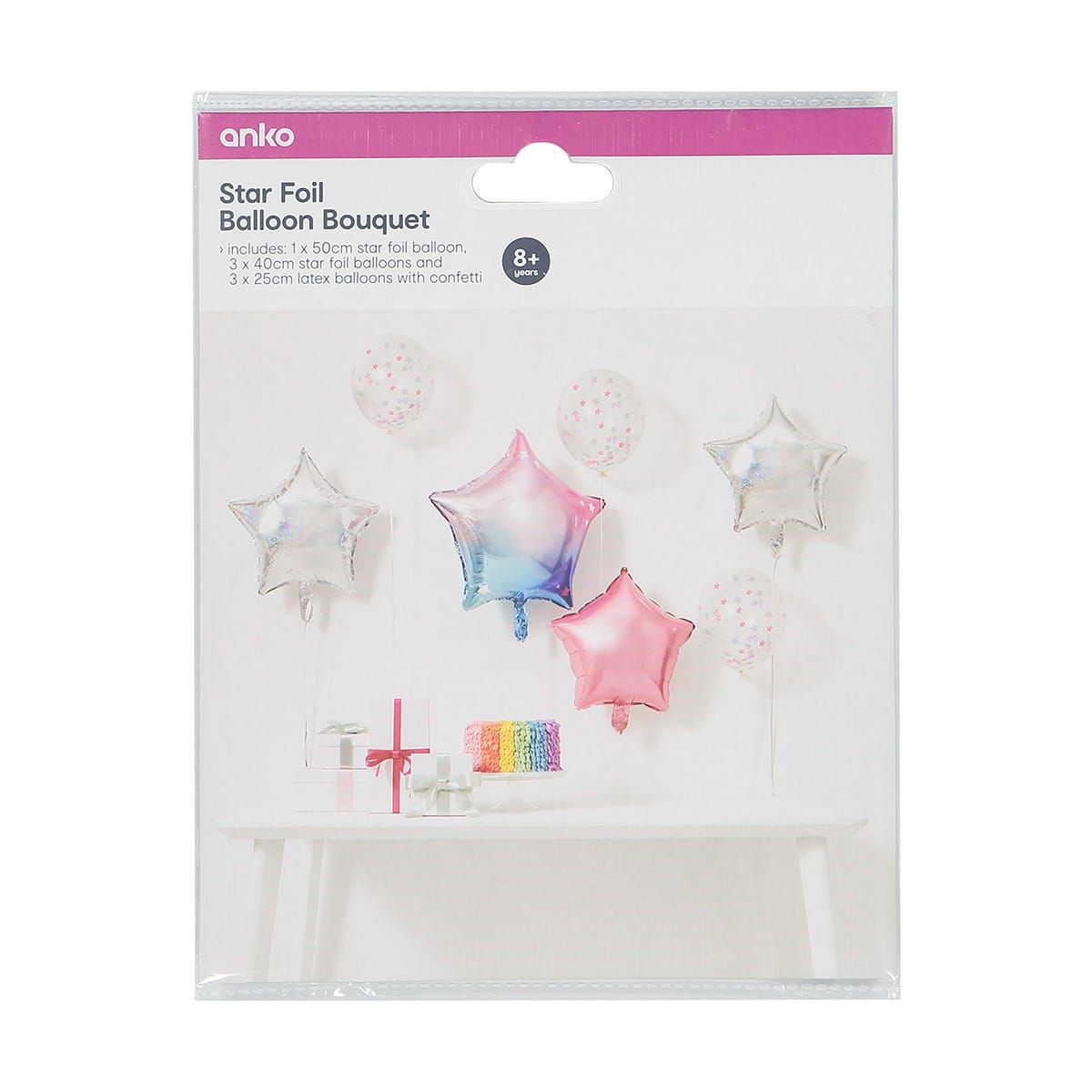 7 Piece Star Foil Balloon Bouquet