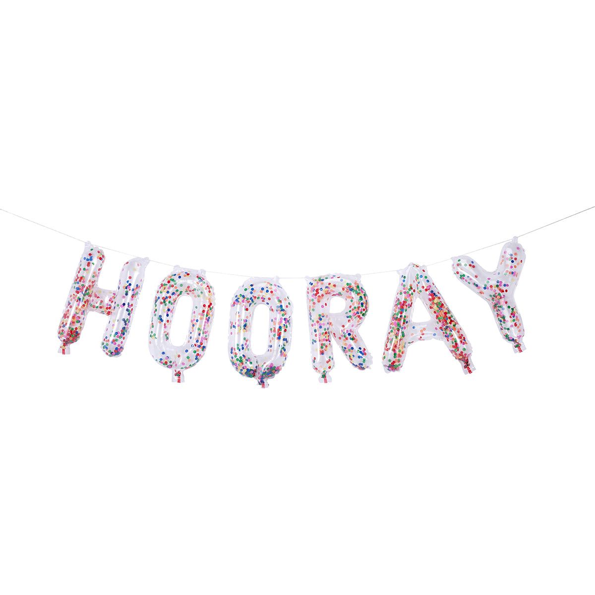 Clear Foil & Confetti Hooray Balloons