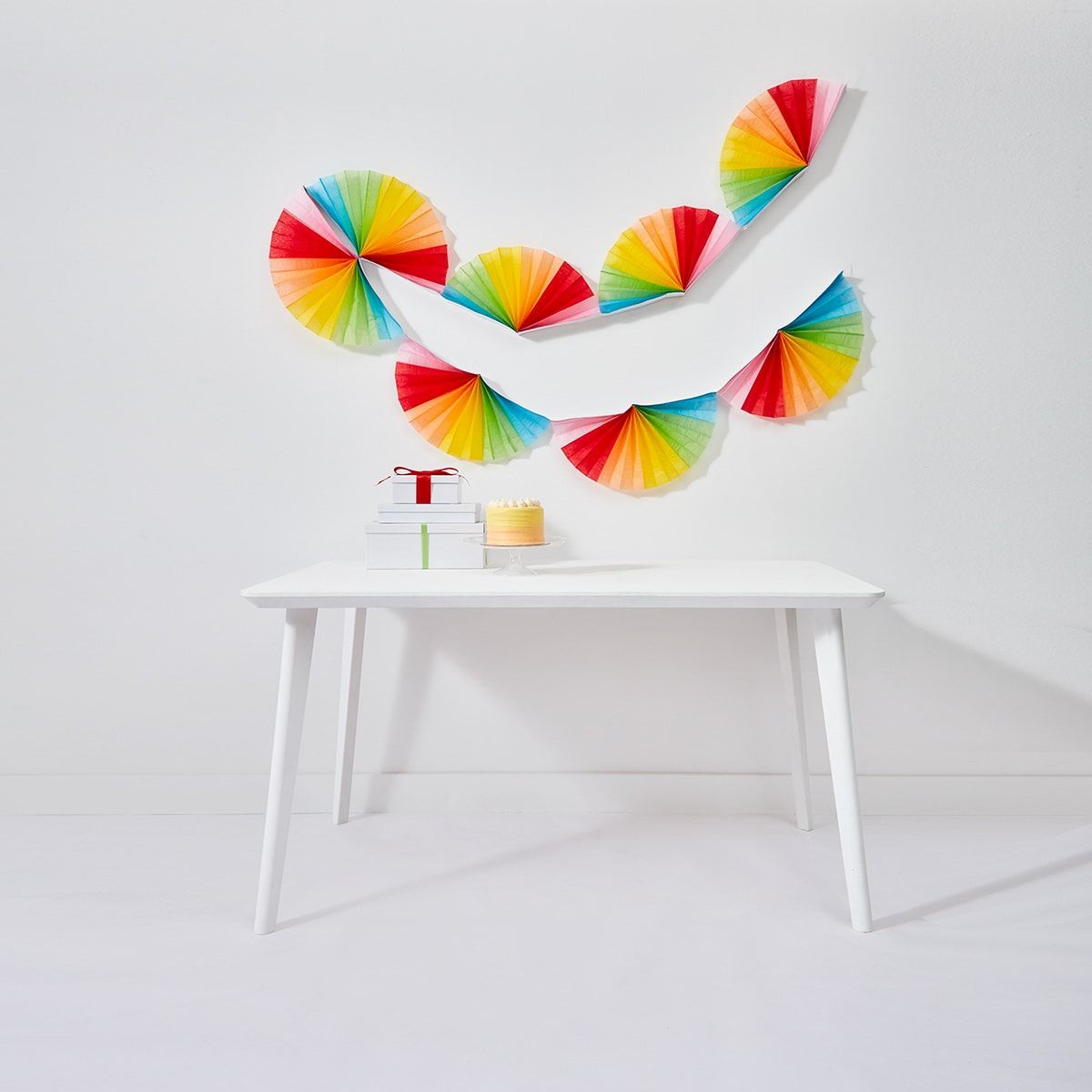 Rainbow Tissue Paper Fan Garland