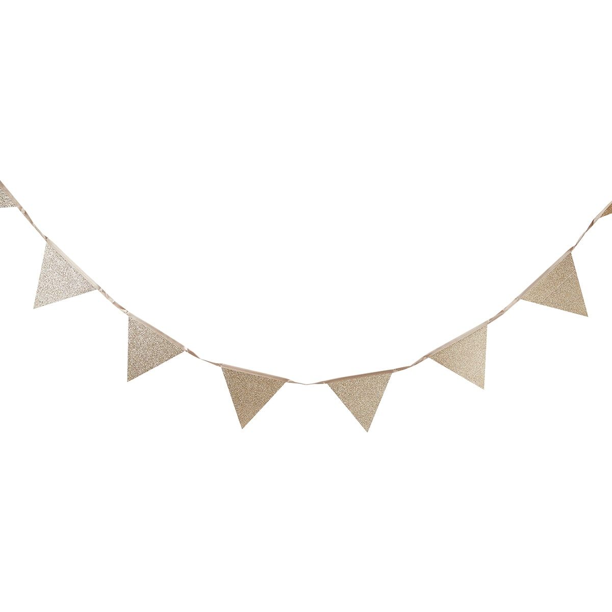 12 Piece Gold Glitter Flag Bunting