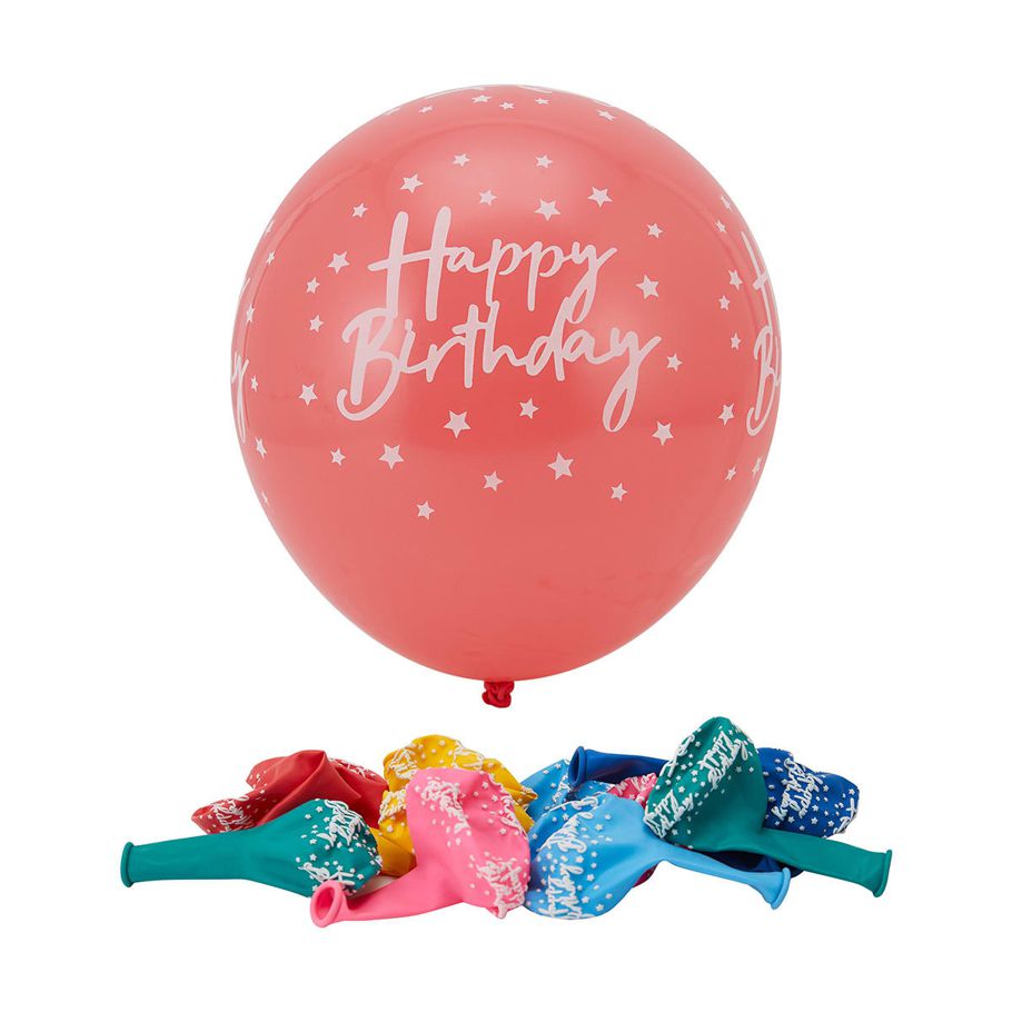 12 Piece Happy Birthday Balloons