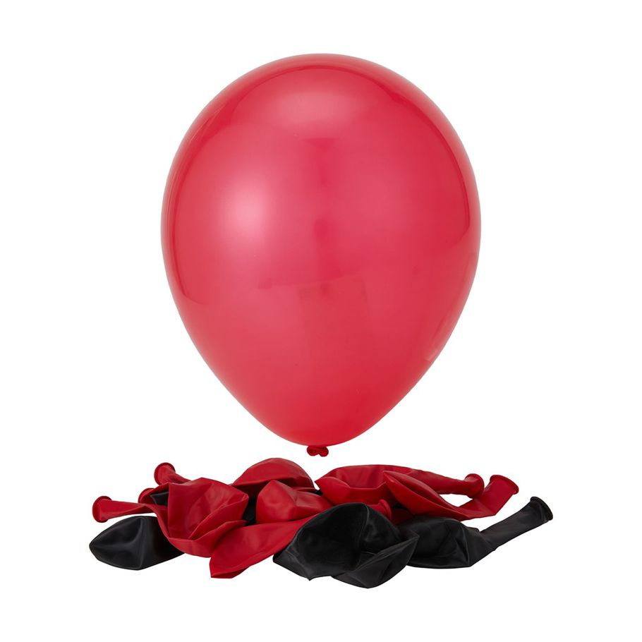 25 Piece Black & Red Balloons