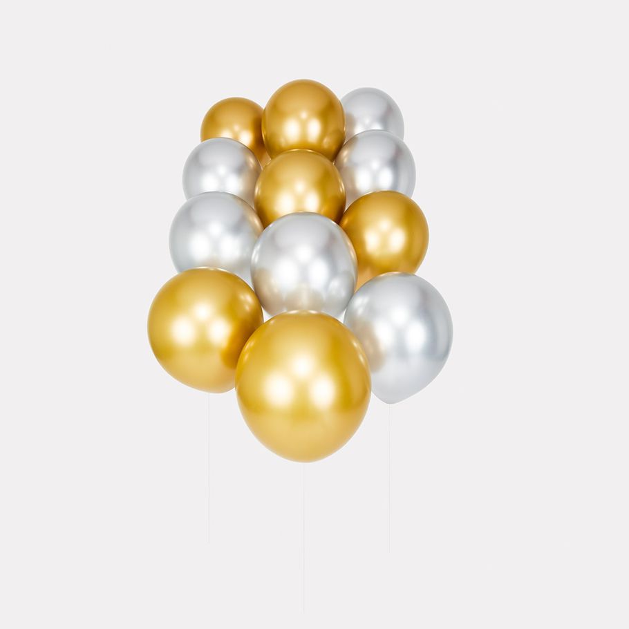12 Piece Gold and Silver Chrome Balloons