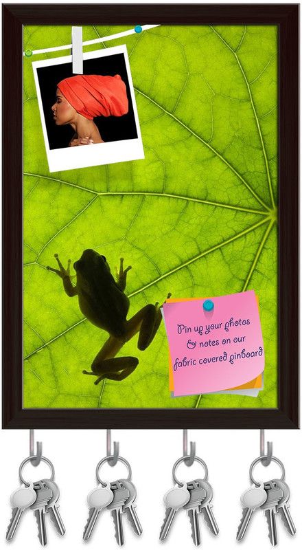 Artzfolio Tree Frog Backlit On A Leaf Pinboard & Key Holders Dark Brown Frame12x17.5inch Cork Bulletin Board  (Multicolor 12 x 17.5 inch (30 x 44 cms))