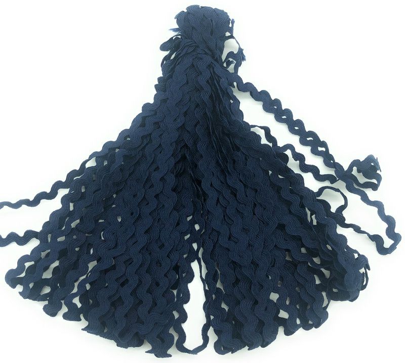 Kavmart KAV7282-NBLUE 6MM Vakia Small Cotton Vakia Ric Rac Pp Best Qualtiy Lace (18 Meters)(Navy Blue) Lace Reel  (Pack of 1)