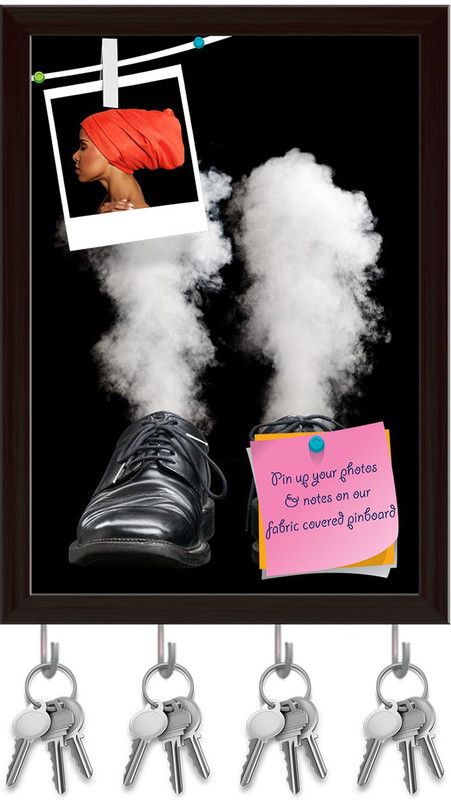 Artzfolio Business Man Pinboard with Key Holder Hooks Dark Brown Frame 8x11.1inch Cork Bulletin Board  (Multicolor 8 x 11.1 inch (20 x 28 cms))