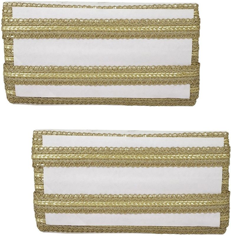 Uniqon CWG0337-001 Pack of 2 (9mtr and 2.5cm Width) Golden Chain Pattern Gota Lace Dress Material Lace Reel  (Pack of 2)
