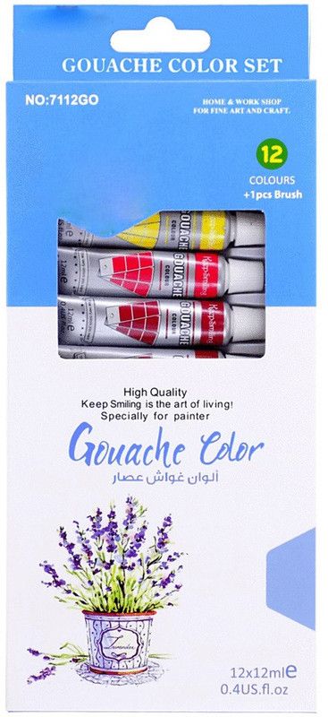 ARTTWALA KEEP SMILING HIGH QUALITY GOUACHE COLOR SET FOR ARTISTS SET OF 12 *6 ML (GOUACHE)  (Set of 12, Multicolor)