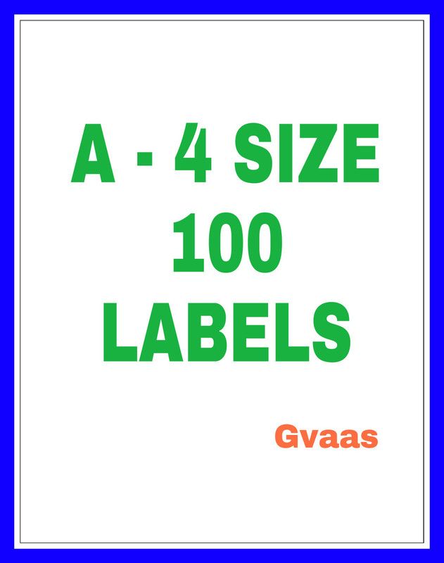 GVAAS 100 A-4 SIZE Matte Paper Labels Sticker For Inkjet and Laser printers SELF ADHESIVE Paper Label  (White)
