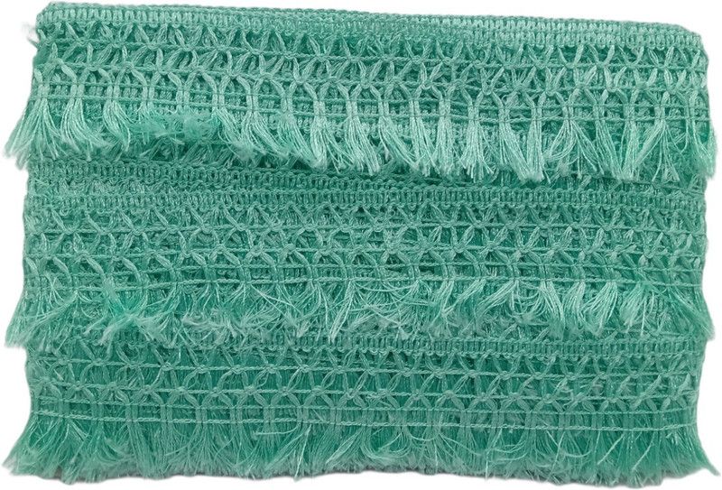 Kavmart KAV3019-LGREEN 1Inch Cotton Gpo TASSELS Lace SHINNING YARN Lace For saree, Dupatta, Chunari, Blouse Embroidery(9 METERS)(Light Green) Lace Reel  (Pack of 1)