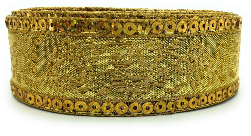 Kavmart KAV7483-GOLD Kavmart DESIGN-1 HEAVY JARI BORDERS FOR DUPATTA,POSHAK,SAREE,DRESSES,Craft & Art Decoration (16METERS)GOLD Lace Reel  (Pack of 1)