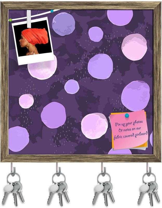 Artzfolio Watercolor Dots D2 Pinboard with Key Holder Hooks Antique Golden Frame 20x20inch Cork Bulletin Board  (Multicolor 20 x 20 inch (51 x 51 cms))