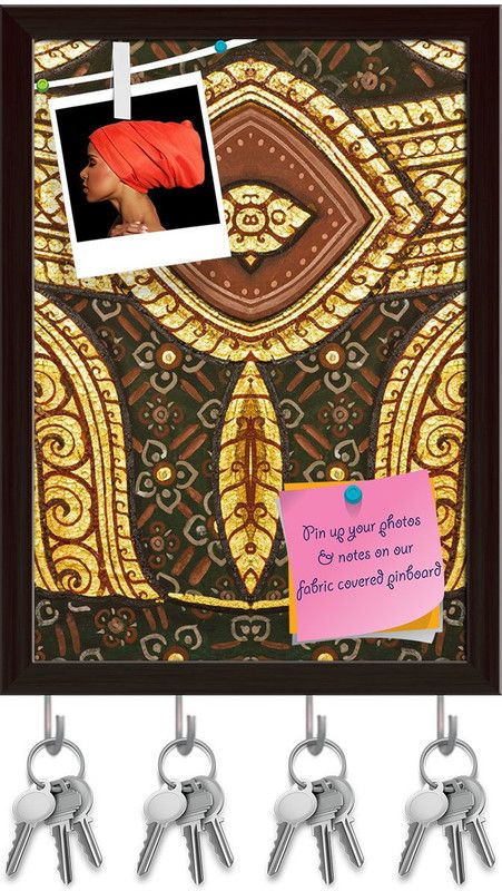 Artzfolio Traditional Thai Style Artwork On Temple Thailand Pinboard Dark Brown6x8.2in Cork Bulletin Board  (Multicolor 6 x 8.2 inch (15 x 21 cms))