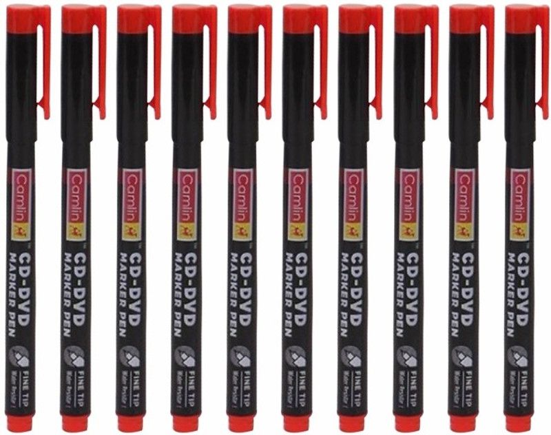 Camlin CD DVD Marker Pen  (Set of 10, Red)