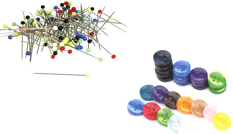 Crafts Haveli Combo 2 Items Ball Pin & Button Multi 20pc Sewing Kit