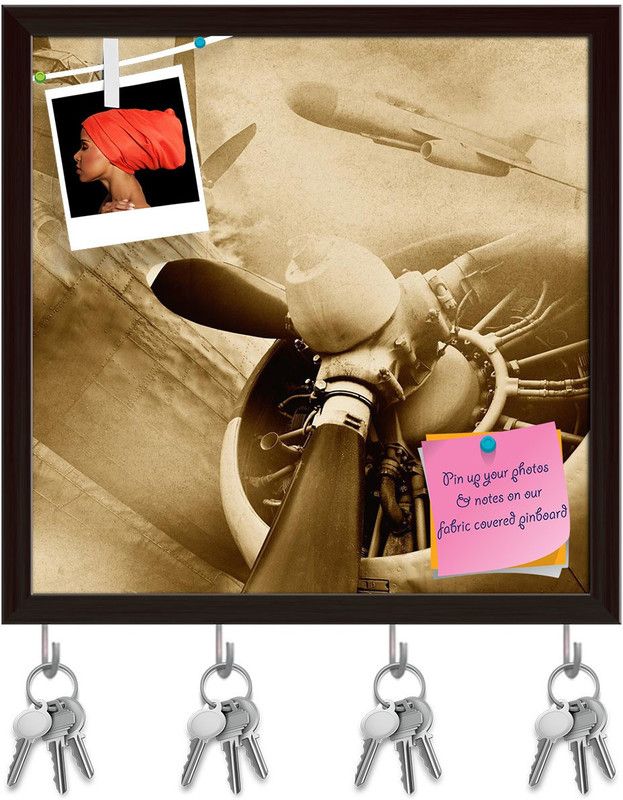 Artzfolio Retro Aviation Grunge Background Pinboard & Key Holders Dark Brown Frame8x8inch Cork Bulletin Board  (Multicolor 8 x 8 inch (20 x 20 cms))