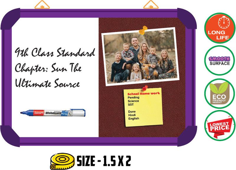 Sunway Display System NON MAGNETIC board 1.5*2 feet, PURPLE Aluminium FRAME (D RUST) Board CORK Bulletin Board  (D RUST)
