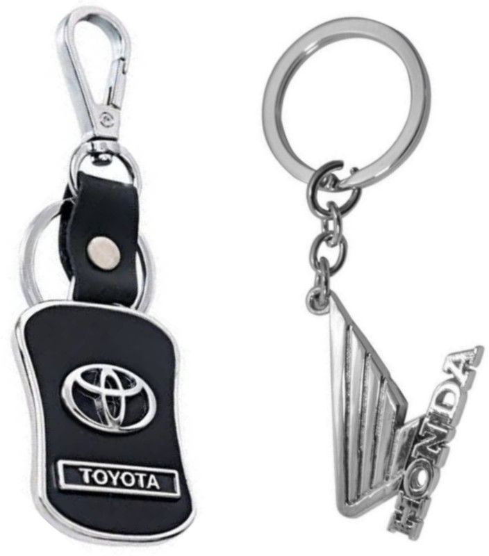 JAINSON MARTIN Combo of Wings Honda Logo Metal & Toyota Leather Hook Keychain Key Chain