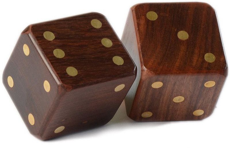 StyleMyWay Handcrafted Cubical Wooden Dice Wood Paper Weights with Brown Finish  (Set Of 2, Brown)