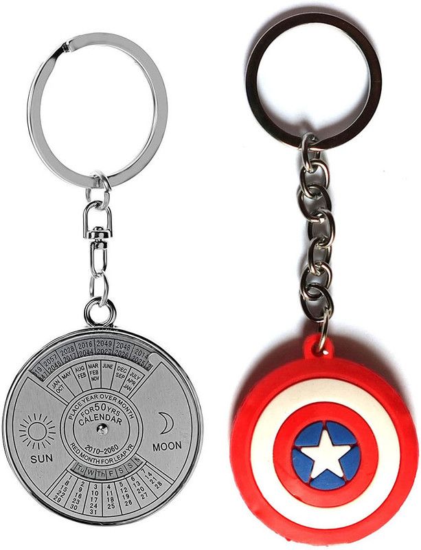 Meeko.com Sun & Moon Calendar with Captain America rubber key chain Key Chain
