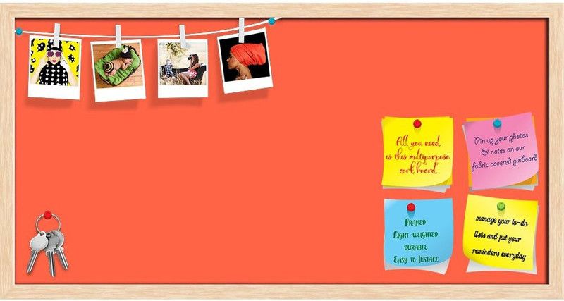 Artzfolio Oranges Tomato Colour Notice Pin Board Soft Board with Push Pins Cork Bulletin Board  (Tomato 24 x 12 inch (61 x 30 cms))