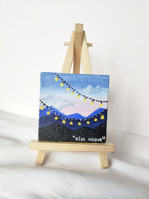 Lazy Crafts Hand-Painted 3 inch x 3 inch Cotton Acrylic Coated Board Canvas (Set of 1)  (Multicolor)