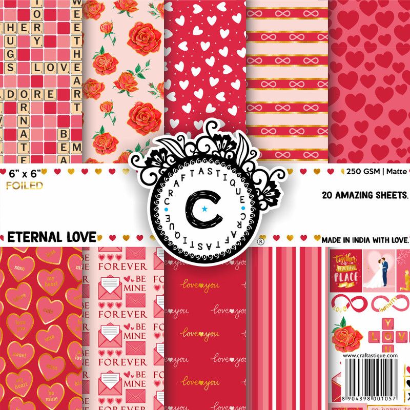 Craftastique Eternal Love (Gold Foil) Designer Paperpack 6 x 6 inches 250 gsm Craft paper  (Set of 1, Multicolor)