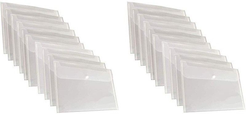 JSMSH Plastic Document File Bag, Transparent Envelope Holder Storage Case  (Set Of 20, Transparent)
