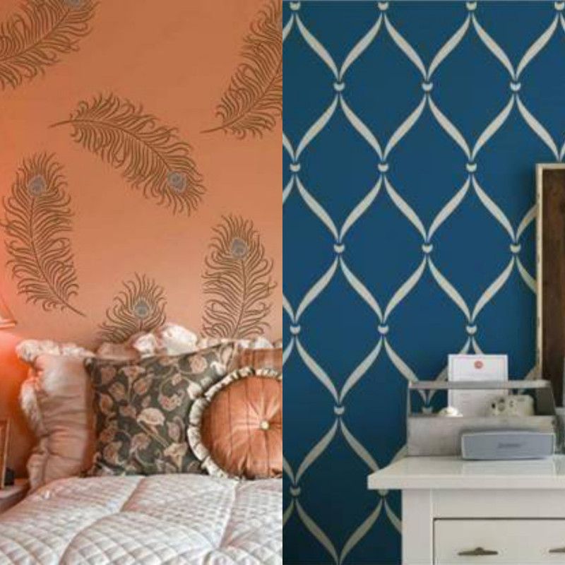 Aaradhya Collection B6430_A906 Wall Stencil Stencil  (Pack of 2, Printed)
