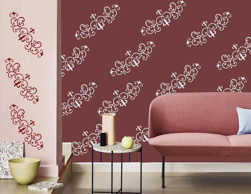 Arhat FLORAL E-321 GLOSSY PVC Stencil  (Pack of 1, DESIGNER MOTIFF)