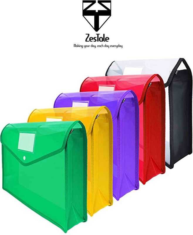 ZesTale Polypropylene Document Bag /File Folder  (Set Of 5, Multicolor)