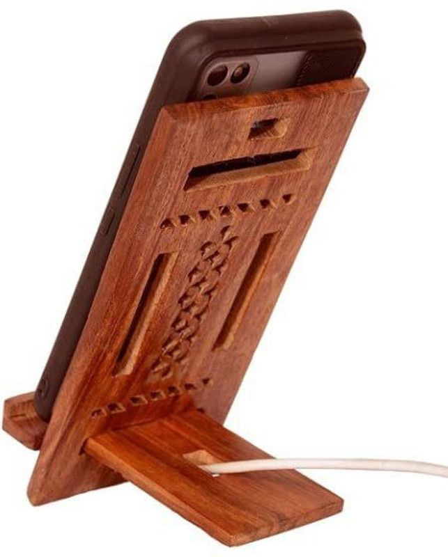 Shine Shopping 1 Compartments Wooden Sheesham Mobile Stand Remote Stand Assembled Natural Polished Rectangle  (Brown)