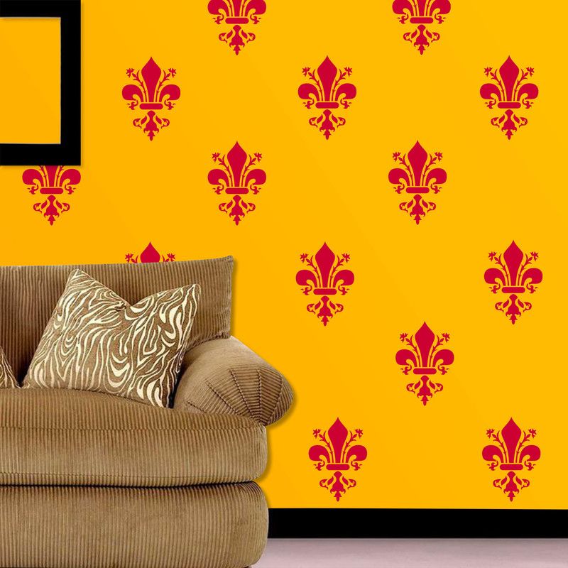 Arhat DAMASK E-318 GLOSSY PVC Stencil  (Pack of 1, DESIGNER MOTIFF)