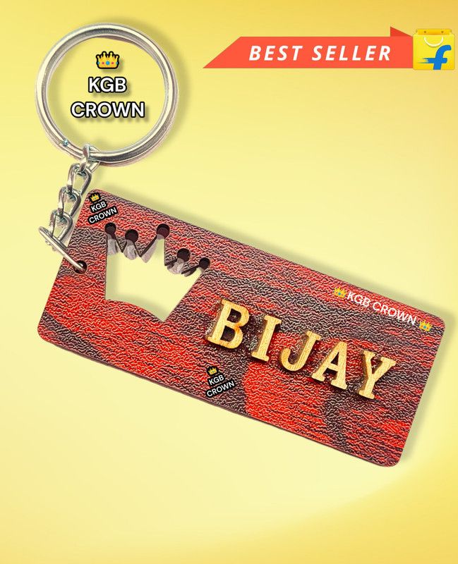 kgb crown Costumise Wooden Crown square KeyChain with Your Sweet Name for your family Key Chain