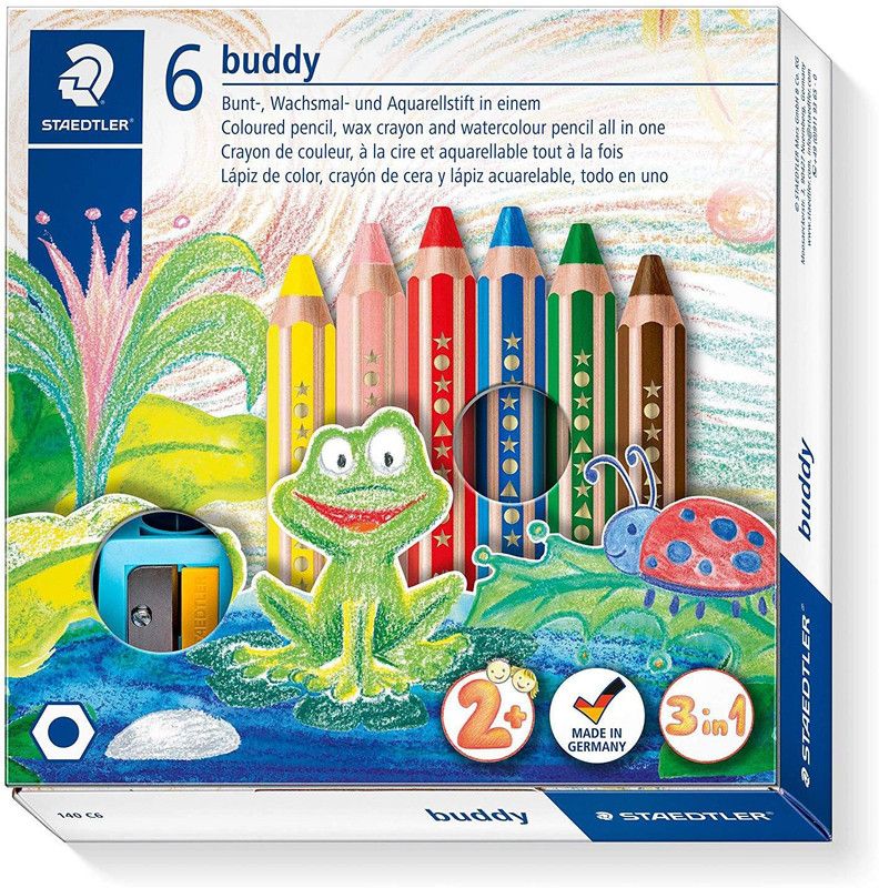 STAEDTLER Buddy Color Pencil, Wax Crayon & Watercolour Pencil - All in one Hexagonal Shaped Color Pencils  (Set of 1, Multicolor)