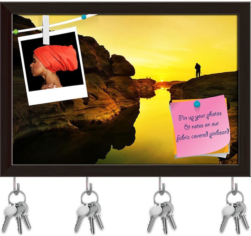Artzfolio Photographer Shooting Sunrise Pinboard & Key Holders Dark Brown Frame8.5x6inch Cork Bulletin Board  (Multicolor 8.5 x 6 inch (22 x 15 cms))